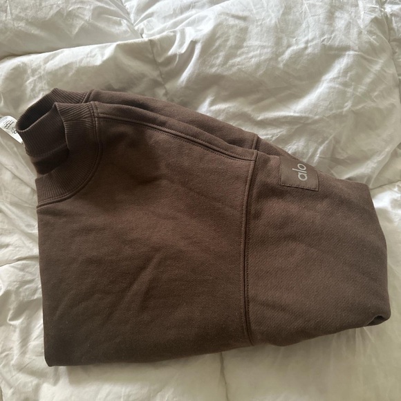 ALO devotion hot coco brown cropped crewneck pullover - Picture 3 of 3